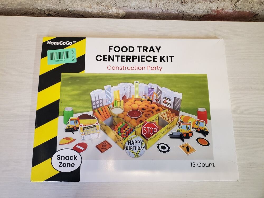 HonuGoGo Food Tray Centerpiece Kit Construction Party 13 Count Snack Zone
